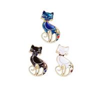 Cute Cat Black White Blue Enamel Brooch Pin for Women 3 Girls Best Freind Sisters Dainty Animal Kitten Friendship Brooches Lapel Pins Dress Clothes Accessories Gifts for Christmas Bff Daughter
