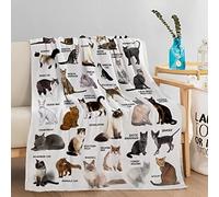 Cute Cat Blanket for Mens Womens, Ultra Soft Adults Cat Throw Blanket for Cat Lovers, Lightweight Cozy Cat Gifts Blanket for Christmas Thanksgiving Bed Couch Sofa 60x80in