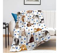 Cute Cat Blanket Super Soft Flannel Fleece Throw Blankets Kids Adults for Bedding Bedroom Living Rooms Sofa Full Season Gifts (Cat 5, 60"x80"Big for Adults)