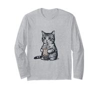 Cute Cat Boba Tea Drinker Feline Tapioca Pearls Long Sleeve T-Shirt