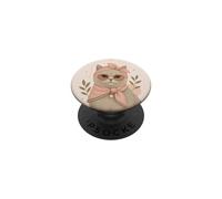 Cute Cat Boho Kitty Pastel Feline Round Glasses PopSockets Adhesive PopGrip
