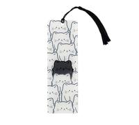Cute Cat Bookmark, 14.9x4.9cm/5.87x1.93in Acrylic Funny Cat Bookmark Adorable Reading Lightweight Accessories for Women Men Book Lovers(White)