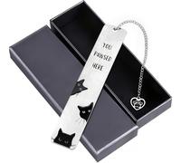 Cute Cat Bookmark, Metal Black Cat Book Mark with Pendant, Funny Aesthetics Cat Stationery with Gift Box, Reading Accessories for Reading Lovers, Book Accessories for Cat Lovers Kids Adults Gift