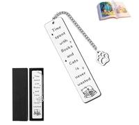 Cute Cat Bookmark, Stainless Steel Metal Bookmark with Black Box for Gift Women Men Children Cats Lover Readers Students Teachers Friends Family Bookworm