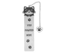 Cute Cat Bookmark, Zinc Alloy Kitten Paw Print Bookmarks Reading Gifts for Cat Lovers Funny Kitten Book Marks Animal Bookmark Gifts Book Accessories for Reading (C)