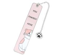 Cute Cat Bookmark, Zinc Alloy Kitten Paw Print Bookmarks Reading Gifts for Cat Lovers Funny Kitten Book Marks Animal Bookmark Gifts Book Accessories for Reading (B)