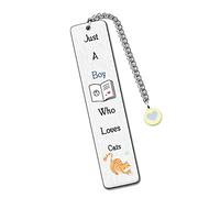 Cute Cat Bookmarks Best Friend Man Teens Distance Accompany Just a Boy who Loves Cats Son Brother Nephew Grandson Godson Book Accessory Personalised Birthday Valentines Day Cats Lover Christmas Gifts