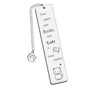 Cute Cat Bookmarks for Book and Cats Lover Cat Gifts for Women (Time Spent with Books and Cats is Never Wasted)