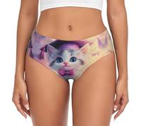 Cute Cat Bow Butterfly Print Women'S Briefs Breathable Soft Underwear Stretch Bikini Lady Panties Xs-4xl