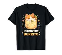 Cute Cat Burrito Kawaii Anime, Introvert Care Snuggle Kitty T-Shirt