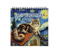 Cute Cat Calendar 2027 - Funny Cat Art Square Wall Calendar