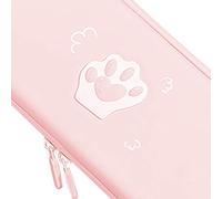 Cute Cat Carrying Case, PU Leather Dustproof Scratch Resistance Portable Large Capacity Hard Protective Cover for Game Console Accessories (Lovely Pink)
