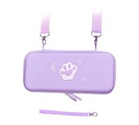 Cute Cat Carrying Case, PU Leather Large Capacity Portable Hard Shell Box for Professional Game Console Accessories (Lavender Purple)