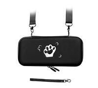 Cute Cat Carrying Case, PU Leather Large Capacity Portable Hard Shell Box for Professional Game Console Accessories (Mysterious Black)