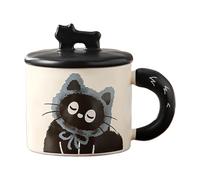 Cute Cat Ceramic Mug, Ceramic Cat Coffee Mug | Cute Cat Coffee Mug with Lid | Engagement Coffee Mugs with Lid for Tea Milk Hot or Cold Drinks