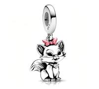 Cute Cat Character with Pink Bow Charm 925 Silver Charm Compatible with Pandora Charms, Trollbeads, Chamilia, Biagi and Many Other UK Charm Bracelets.