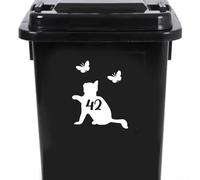 Cute Cat Chasing Butterflies Waterproof Wheelie Bin Stickers - Vinyl Material - Gifts for Cat Lovers - Bin Stickers for Wheelie Bins - Stick on Numbers - Bin Labels (42)
