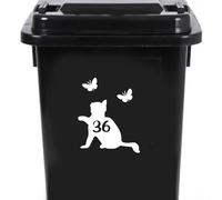 Cute Cat Chasing Butterflies Waterproof Wheelie Bin Stickers - Vinyl Material - Gifts for Cat Lovers - Bin Stickers for Wheelie Bins - Stick on Numbers - Bin Labels (36)