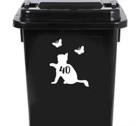 Cute Cat Chasing Butterflies Waterproof Wheelie Bin Stickers - Vinyl Material - Gifts for Cat Lovers - Bin Stickers for Wheelie Bins - Stick on Numbers - Bin Labels (40)