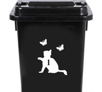 Cute Cat Chasing Butterflies Waterproof Wheelie Bin Stickers - Vinyl Material - Gifts for Cat Lovers - Bin Stickers for Wheelie Bins - Stick on Numbers - Bin Labels (1)