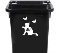 Cute Cat Chasing Butterflies Waterproof Wheelie Bin Stickers - Vinyl Material - Gifts for Cat Lovers - Bin Stickers for Wheelie Bins - Stick on Numbers - Bin Labels (38)