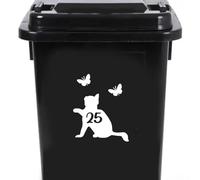 Cute Cat Chasing Butterflies Waterproof Wheelie Bin Stickers - Vinyl Material - Gifts for Cat Lovers - Bin Stickers for Wheelie Bins - Stick on Numbers - Bin Labels (25)