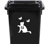 Cute Cat Chasing Butterflies Waterproof Wheelie Bin Stickers - Vinyl Material - Gifts for Cat Lovers - Bin Stickers for Wheelie Bins - Stick on Numbers - Bin Labels (51)