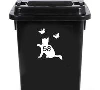 Cute Cat Chasing Butterflies Waterproof Wheelie Bin Stickers - Vinyl Material - Gifts for Cat Lovers - Bin Stickers for Wheelie Bins - Stick on Numbers - Bin Labels (58)