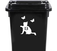 Cute Cat Chasing Butterflies Waterproof Wheelie Bin Stickers - Vinyl Material - Gifts for Cat Lovers - Bin Stickers for Wheelie Bins - Stick on Numbers - Bin Labels (13)