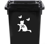 Cute Cat Chasing Butterflies Waterproof Wheelie Bin Stickers - Vinyl Material - Gifts for Cat Lovers - Bin Stickers for Wheelie Bins - Stick on Numbers - Bin Labels (26)