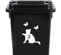 Cute Cat Chasing Butterflies Waterproof Wheelie Bin Stickers - Vinyl Material - Gifts for Cat Lovers - Bin Stickers for Wheelie Bins - Stick on Numbers - Bin Labels (2)