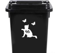 Cute Cat Chasing Butterflies Waterproof Wheelie Bin Stickers - Vinyl Material - Gifts for Cat Lovers - Bin Stickers for Wheelie Bins - Stick on Numbers - Bin Labels (46)