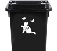 Cute Cat Chasing Butterflies Waterproof Wheelie Bin Stickers - Vinyl Material - Gifts for Cat Lovers - Bin Stickers for Wheelie Bins - Stick on Numbers - Bin Labels (39)