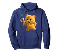 Cute Cat Chasing Butterfly, Adorable Animated Leo the Cat Pullover Hoodie