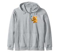 Cute Cat Chasing Butterfly, Adorable Animated Leo the Cat Zip Hoodie