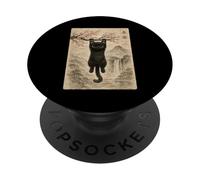 Cute Cat Cherry Blossom Japanese Edo Woodblock Art PopSockets Adhesive PopGrip