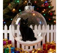 Cute Cat Christmas Glass Ornaments Collection, 2.75" Handcrafted Vivid 3D Cat Crystal Ball, Xmas Tree Kitten Ball Ornament,Perfect Holiday Decor for Cat-Lovers,Home Party Centerpiece