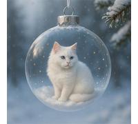 Cute Cat Christmas Glass Ornaments Collection, 3D Cat Ball - Christmas Tree Ornaments for Xmas Tree, For Room Decor, Fall Winter Home Decor and Xmas Party (Style A)