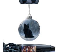 Cute Cat Christmas Glass Ornaments Collection, Animals Christmas Tree Ornaments, 3D Cat Ball Holiday Decor Hangable Chris-tmas Ornament,for Wall Mantel Staircase Window Garden