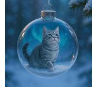 Cute Cat Christmas Glass Ornaments Collection,Cat Ornaments for Christmas Tree,3D Cute Cats Ball Ornament for Xmas Home Party Centerpiece Mantel, Fall Winter Home Decor,Gifts for Cats Lovers