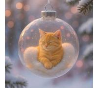 Cute Cat Christmas Glass Ornaments Collection,Cat Ornaments for Christmas Tree,3D Cute Cats Ball Ornament for Xmas Home Party Centerpiece Mantel, Fall Winter Home Decor,Gifts for Cats Lovers