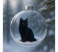 Cute Cat Christmas Glass Ornaments Collection, Handcrafted Vivid 3D Animal Christmas Decoration, Clear Plastic Xmas Bauble Hanging Ornaments, Gifts for Cats Lovers, Winter Holiday Home Decor (H)