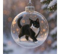 Cute Cat Christmas Glass Ornaments Collection, Handcrafted Vivid 3D Cats Crystal Ball for Hanging Decorations, Festive Home & Party Accents, Holiday Decor & Gift Set for Cat Lovers