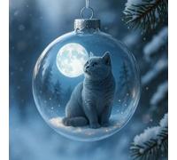 Cute Cat Christmas Glass Ornaments Collection, Handcrafted Vivid 3D Cats Crystal Ball for Hanging Decorations, Festive Home & Party Accents, Holiday Decor & Gift Set for Cat Lovers