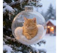 Cute Cat Christmas Glass Ornaments Collection,Xmas Tree Kitten Ball Ornament,2.75" Vivid 3D Cat Crystal Ball,Xmas Home Party Centerpiece Mantel,Holiday Home Decor for CatLovers,Unleash Festive Charm