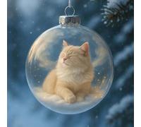 Cute Cat Christmas Glass Ornaments Collection,Xmas Tree Kitten Ball Ornament,2.75" Vivid 3D Cat Crystal Ball,Xmas Home Party Centerpiece Mantel,Holiday Home Decor for CatLovers,Unleash Festive Charm