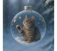 Cute Cat Christmas Glass Ornaments Collection,Xmas Tree Kitten Ball Ornament,Vivid 3D Animal Decoration,3D Cute Cats Christmas Glass Ornaments,for Cats Lovers,for Xmas Home Party Centerpiece Mantel