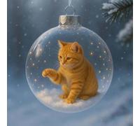 Cute Cat Christmas Glass Ornaments Collection,Xmas Tree Kitten Ball Ornament,Vivid 3D Animal Decoration,3D Cute Cats Christmas Glass Ornaments,for Cats Lovers,for Xmas Home Party Centerpiece Mantel