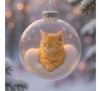 Cute Cat Christmas Glass Ornaments, Xmas Tree Kitten Ball Ornament, Handcrafted Vivid 3D Animal Christmas Decoration, Party Centerpiece Mantel, Fall Winter Home Decor for Cats Lovers (F)