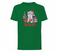 Cute Cat Christmas Socks Lover Mens T-Shirt Humorous Xmas Gift Shirt Irish Green - Large